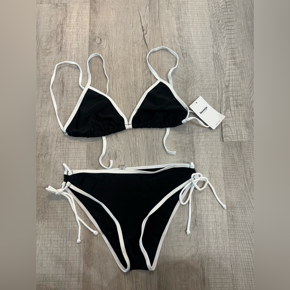 Classic Black Bikini with White Accents